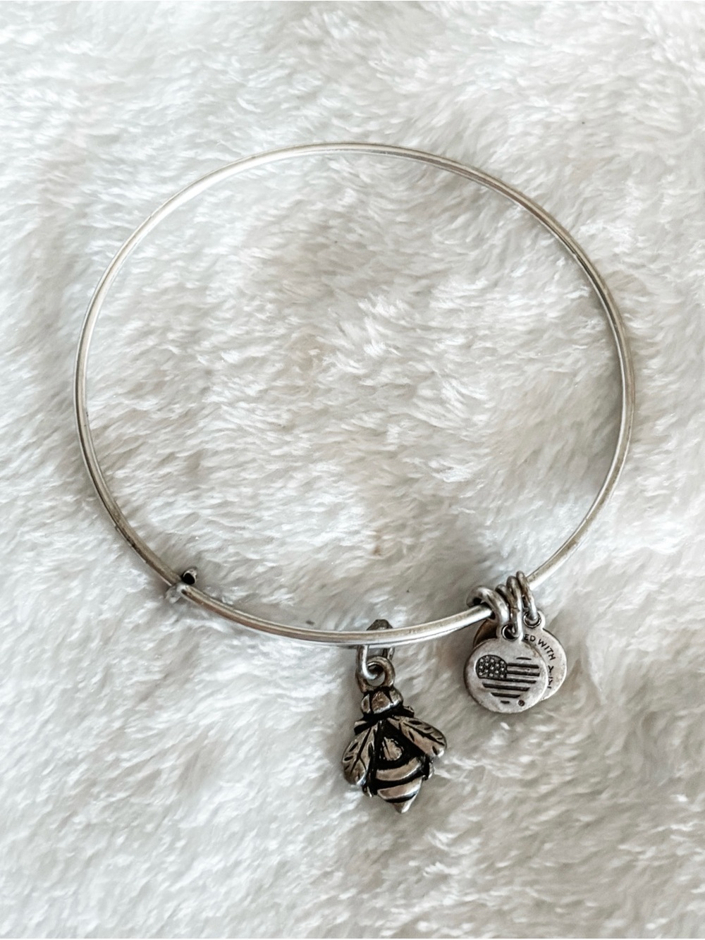 Alex and Ani Bee Charm Bangle Bracelet - Silver